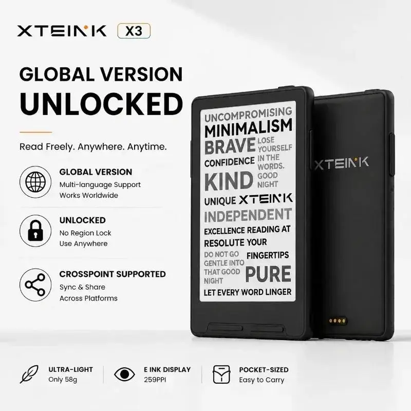 XTEINK X3 E-ink Reader Protective Case Support CrossPoint Firmware Unlock Multi Language mini E-Book Reader X3 Global Version