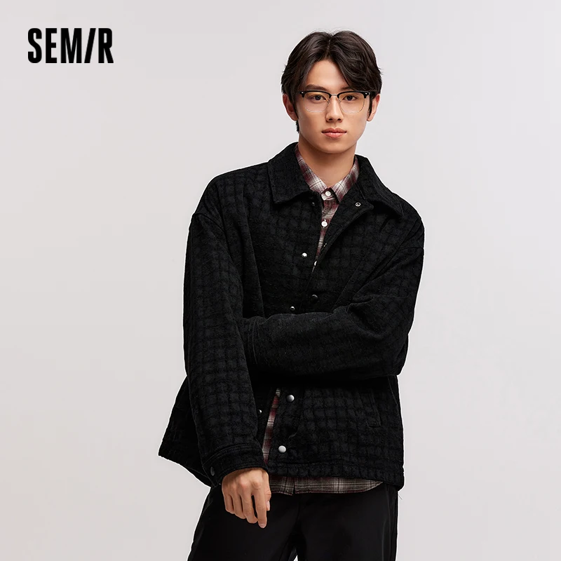 Semir Jacket Men 2024 Winter New Denim Coat Texture Chenille Coach Jacket Trendy Cool Jacket