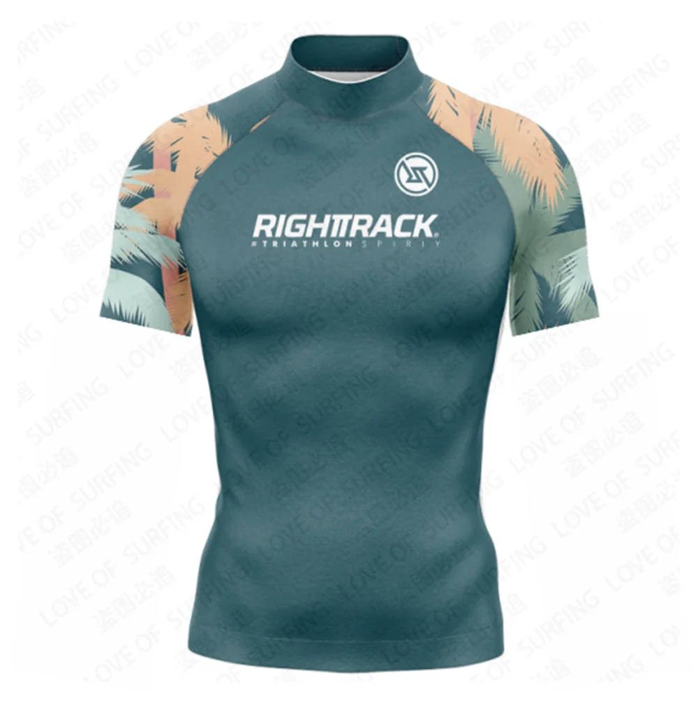 

Повседневный купальник RIGHTTRACK для серфинга, купальный костюм для водных видов спорта, Быстросохнущий облегающий мужской топ с коротким рукавом, купальник