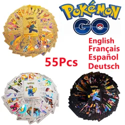 Cartas de Pokémon de juguete, tarjetas de oro, negro, plata, inglés, francés, español, figura de acción, Charizard, fiesta de Anime, regalos de cumpleaños