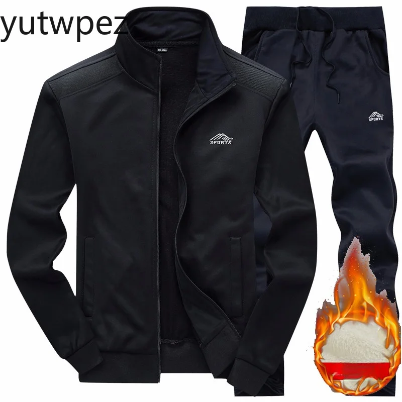Hiking Gym Winter Jacket + Pants Outdoor Running Cycling Camping Casual Tracksuit Sports Wear Tracksuits Men‘s Sweatshirt Fleece view 2
