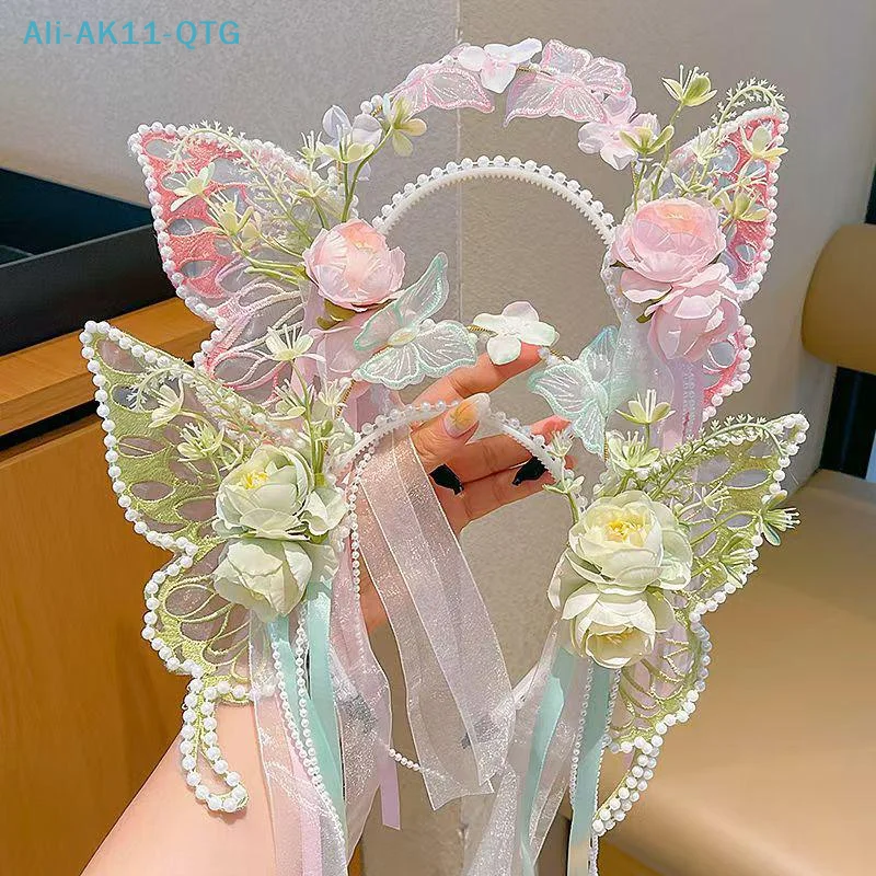 

HOT! Princess Headband Elf Mermaid Flower Butterfly Cute Hair Accessories For Kids Girls Lolita Hanfu