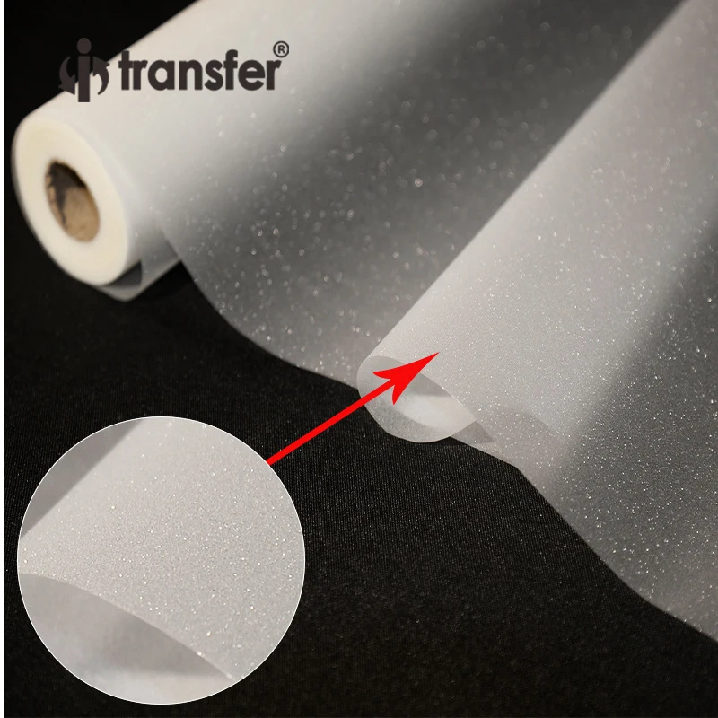 Nieuwe Glitter Dtf Film Goud Kleur Dtf Printing Transfer 30Cm X 100M Roll Size Film Voor T Shirts afdrukken Warmte Pers