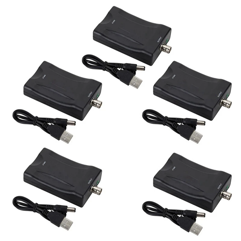 5X  To BNC Video Audio Converter Adapter Compatible PAL/NTSC With USB Power Cord