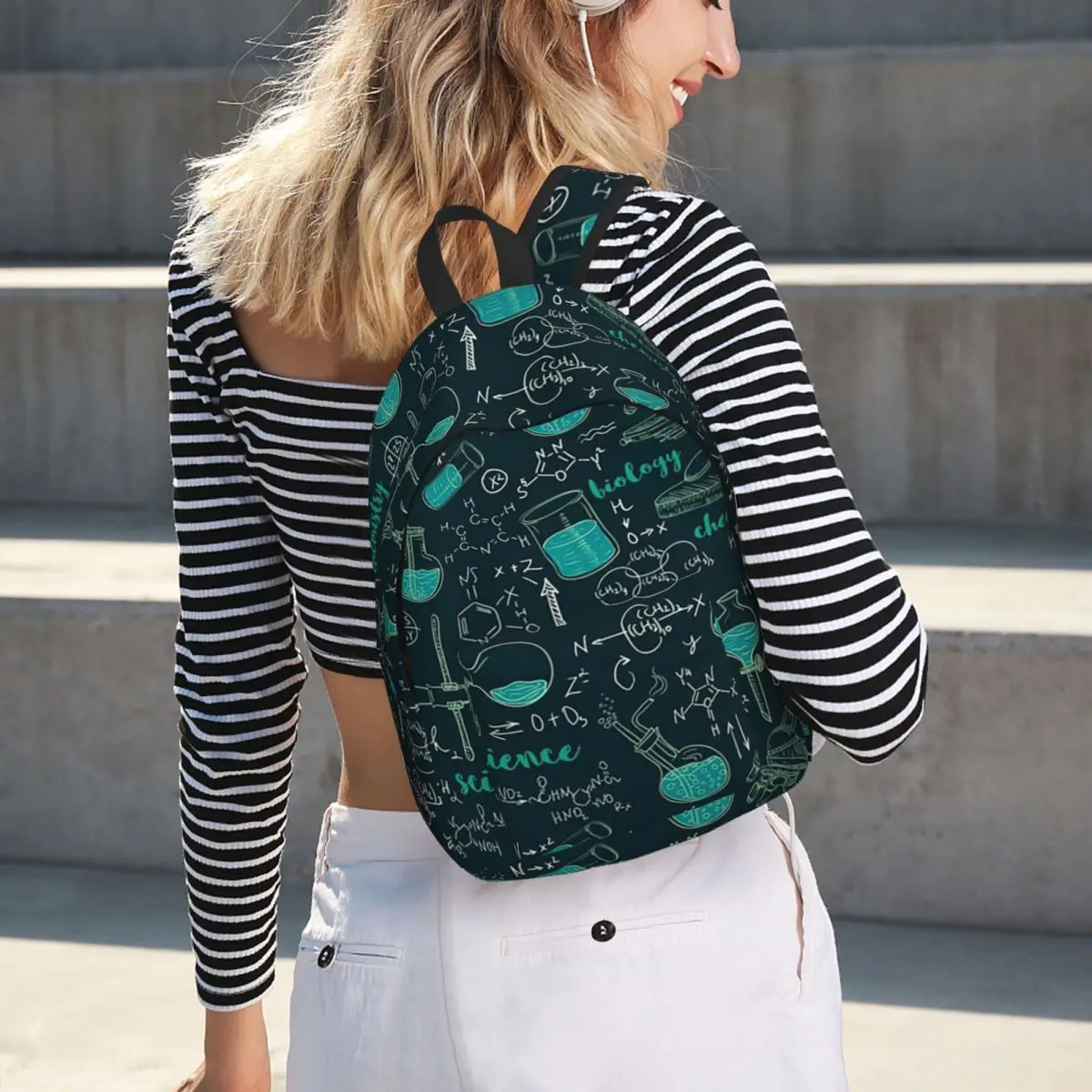 Old Chemistry Laboratory With Microscope, Tubes And Formulas Backpack Daypack Kids BookBag School Bag Shoulder Bags Men Women