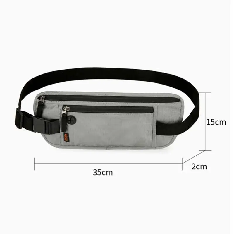 Travel Fanny Pack Money Belt RFID Blocking Sports Waist Bag Fanny Pack Hidden Wallet Zip Waterproof Running Waist Bag