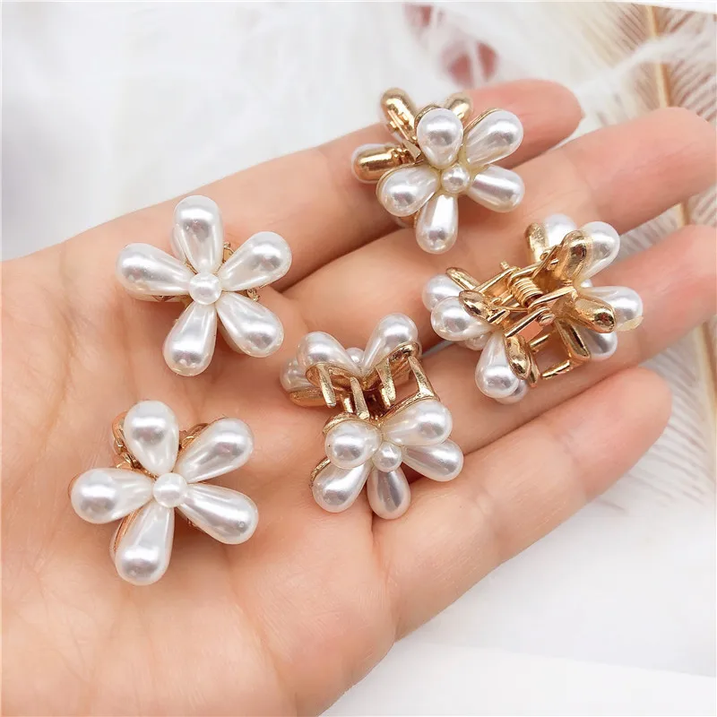 Mini Pearl Flower Grip for Women Korean Small Flower Clips Set Hairpins Hair Crab Girl Hair Accessories Girls  Hair Claw