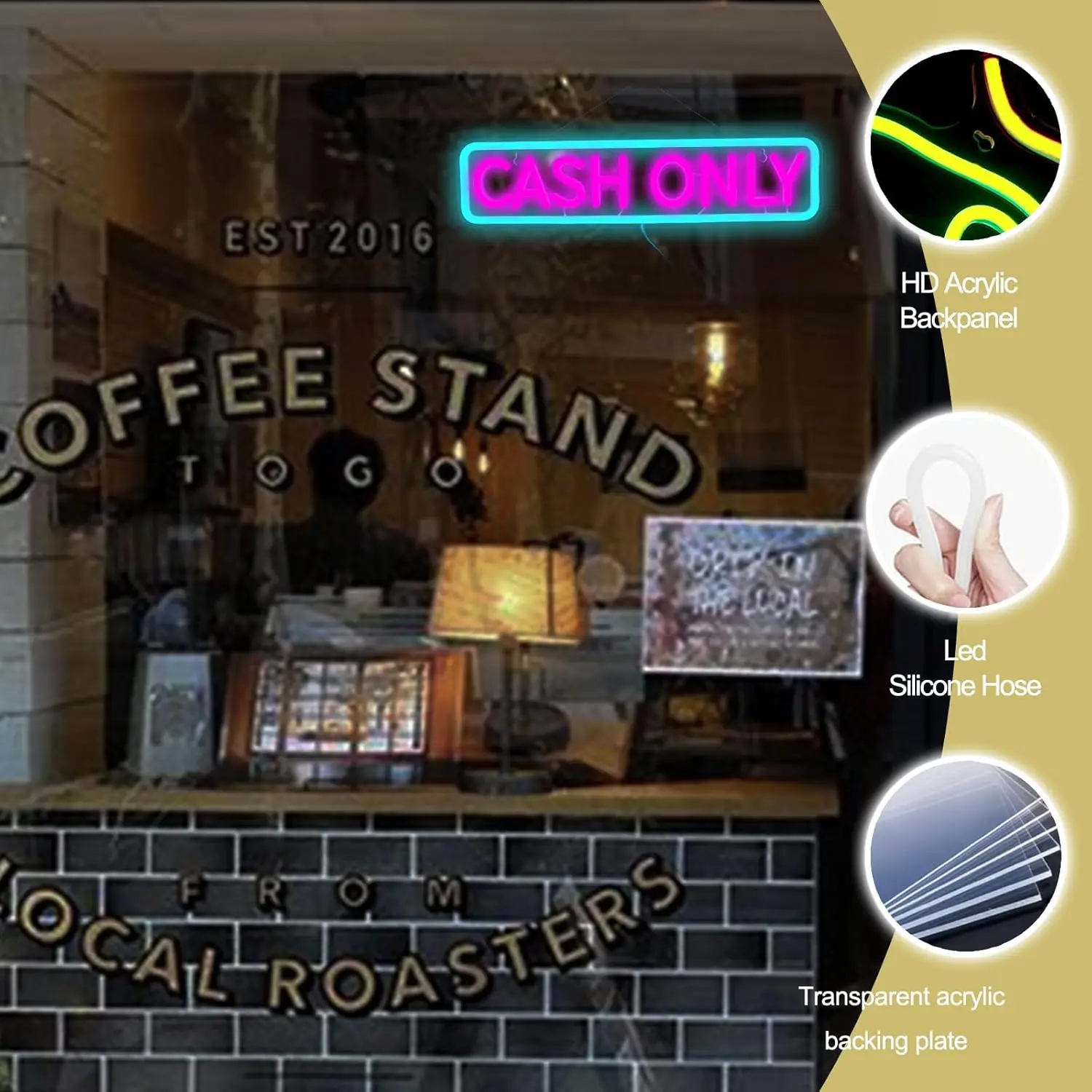 علامة ضوء نيون ليد للأعمال التجارية ، نقد فقط ، ديكورات أبواب ، متجر ، فندق ، مول ، سوبر ماركت ، ديكور منزلي ، هدية