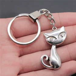 Men Keychain DIY Metal Holder Chain Vintage 2 Colors 39x32mm Big Cat Pendant Keychain Dropshipping