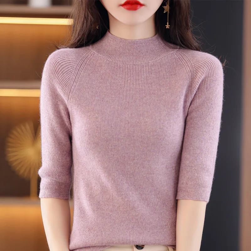 New 2022 Cashmere Sweater Women Short Sleeve Pullover Women sweater Short Sleeve Slim Version Knitted Tops