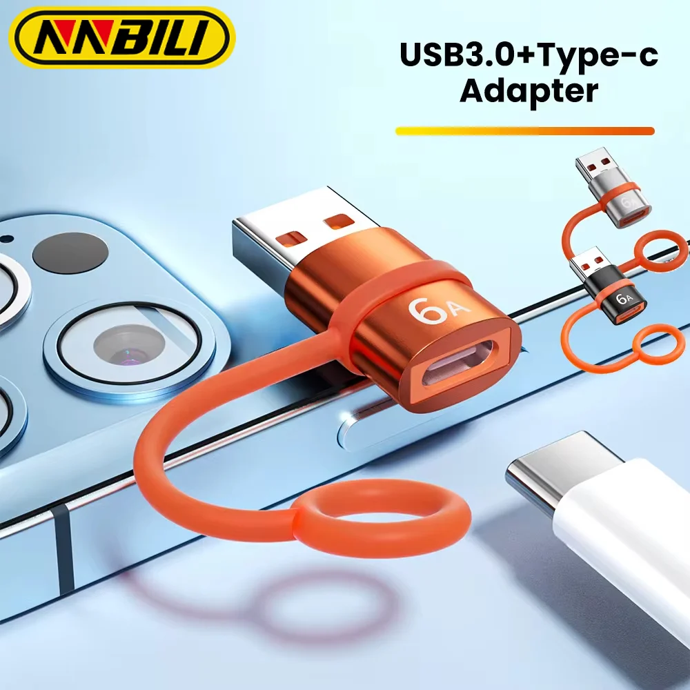 NNBILI 6A USB3.0 zu Typ-C-Adapter, L-Buchse zu C-Stecker und C-Buchse zu USB-Stecker, Schnell-Ladeanschluss für Laptop, Xiaomi, Samsung