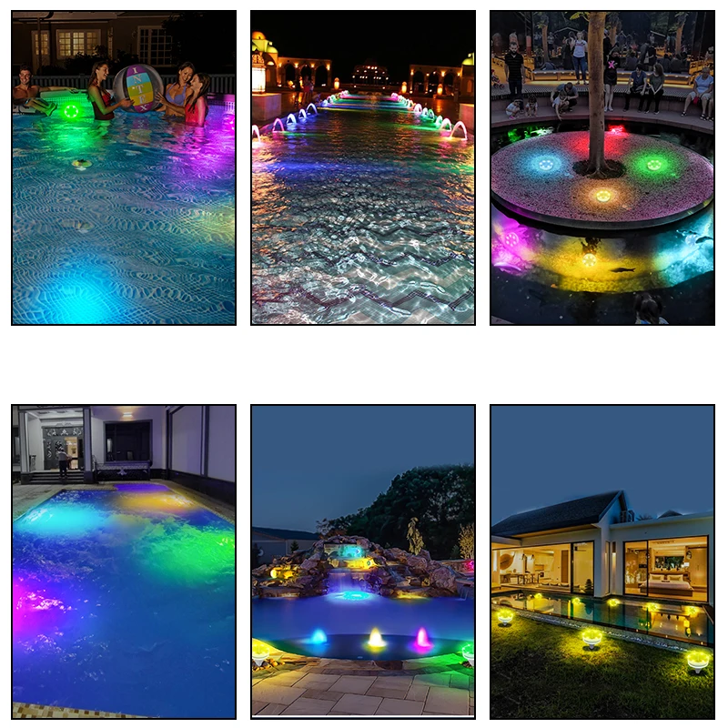 Solar Swimming Pool Lights Led Remote Control Floating Light for Waterproof IP68 Patio Garden Pond Decorative Buried Wall