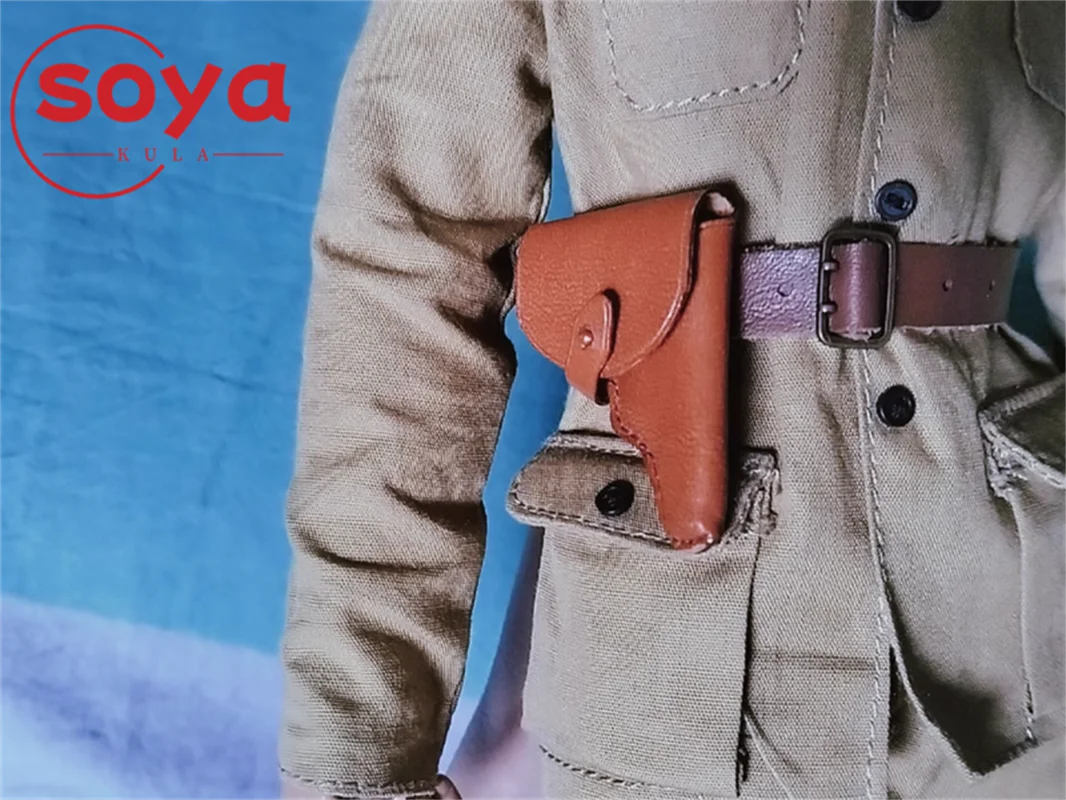 BRĄZOWY ARTYSTYCZNY PASEK NA RAMIĘ 1/6 SKALA, PAS BUDZIKOWY, KABURA NA PISTOLET, ETUI NA PISTOLET, AKCESORIA, MODEL PASUJĄCY DO FIGURKI AKCJI ŻOŁNIERZA 12 CALI