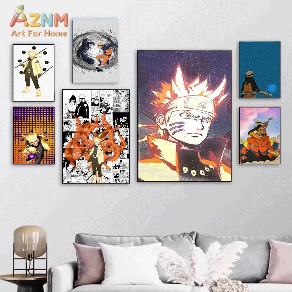 Naruto Seventh Hokage Cape Back View Anime Canvas Wall Art Print Poster Unframed Canvas Painting Home Bedroom Living Room Wall