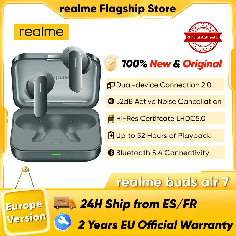 realme Buds Air 7 Bluetooth Earphones Wireless Headphones For Smartphone realme GT7 Pro realme 14 Pro Plus 52 Hours Battery Life realme Buds Air 7 Bluetooth Earphones Wireless Headphones For Smartphone realme GT7 Pro realme 14 Pro Plus 52 Hours Battery Life