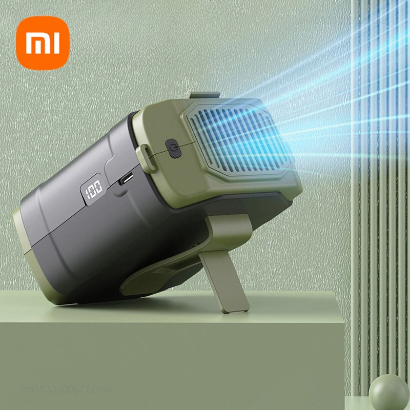 

Xiaomi 1800 мАч Открытый портативный поясной вентилятор Подвесной шейный вентилятор Сильный ветер со светодиодной подсветкой Power Bank для работы на открытом воздухе курьера