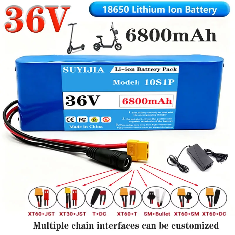 18650 Genuine Brand New 36V Lithium Ion Rechargeable Battery 36V6800mAh 10S1P 18650 20A with BMS for Scooters and Bicycles