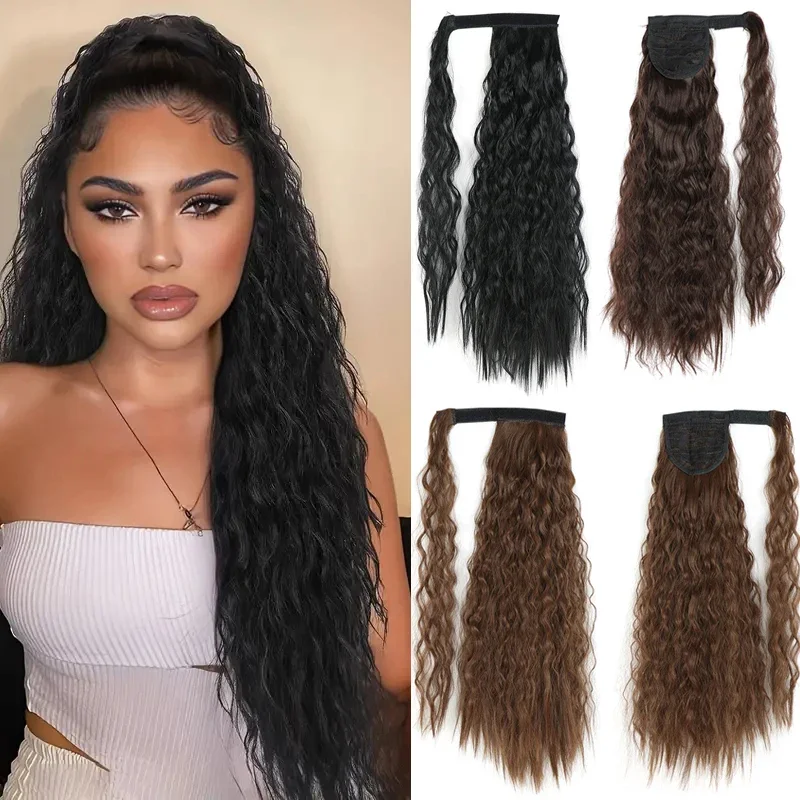 

Synthetic Curly Wave Ponytail Hair Extensions 22 Inch Water Wavy Hairpiece Fake Tail for Women Long Natural Curly Hair Ponytail