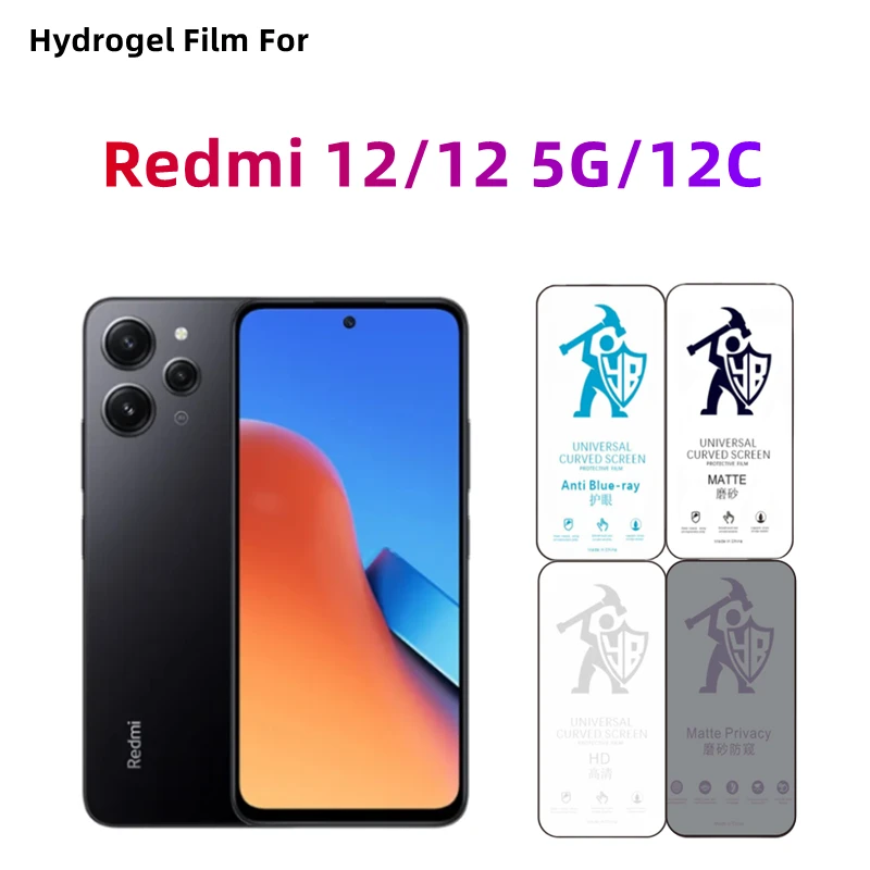 

2 шт. матовая гидрогелевая пленка для Redmi 12 HD Защитная пленка для экрана для Redmi 12C/12 5G для ухода за глазами, антишпионская матовая защитная пленка