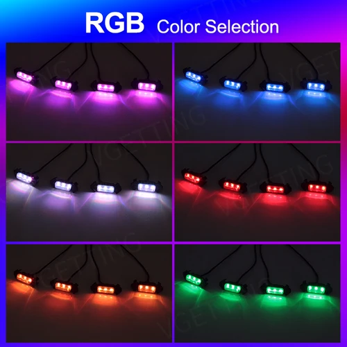 Imagen 2 del producto Luz LED para parrilla de ojo de águila para coche, luz Universal de conducción diurna RGB, Control por aplicación, iluminación de rejilla Central, advertencia todoterreno sin perforaciones