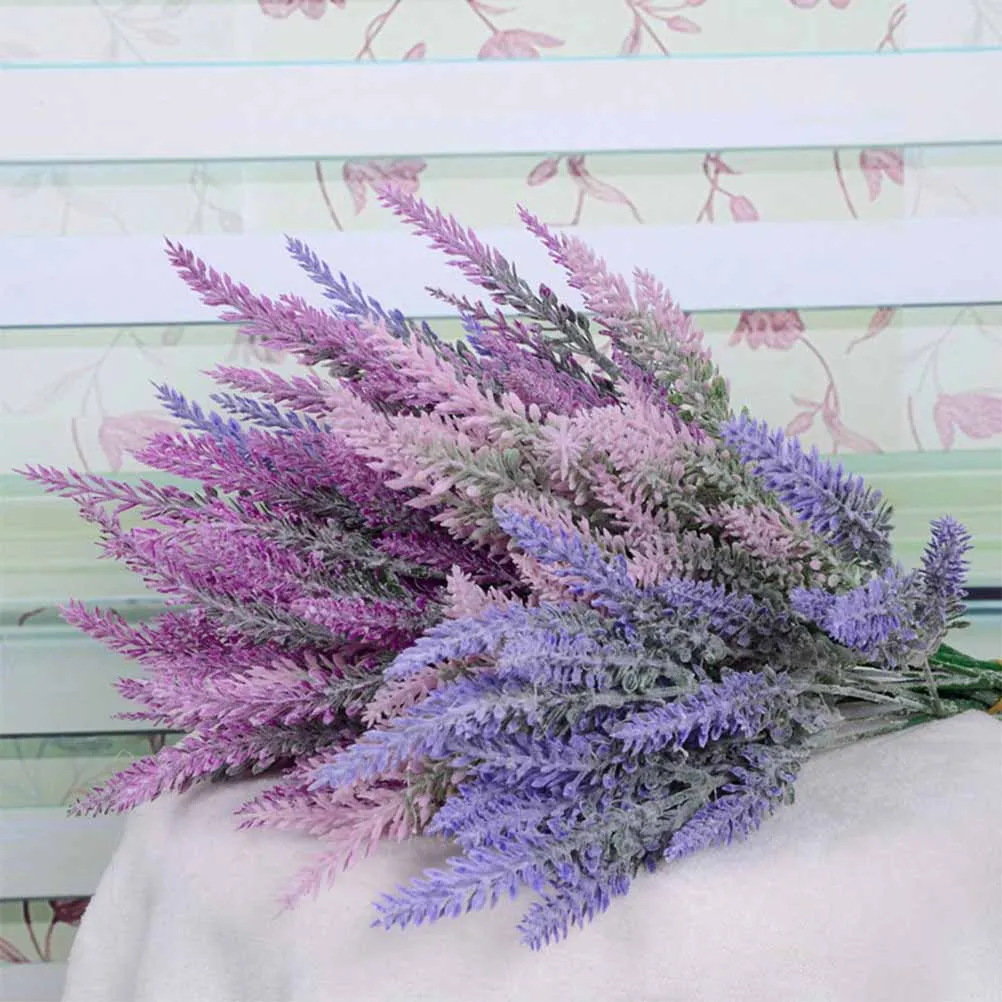 

6Pcs Romantic Artificial Lavender Flowers Silk Fake Plants Decoration Wedding Party Home Decor Silk Flowers