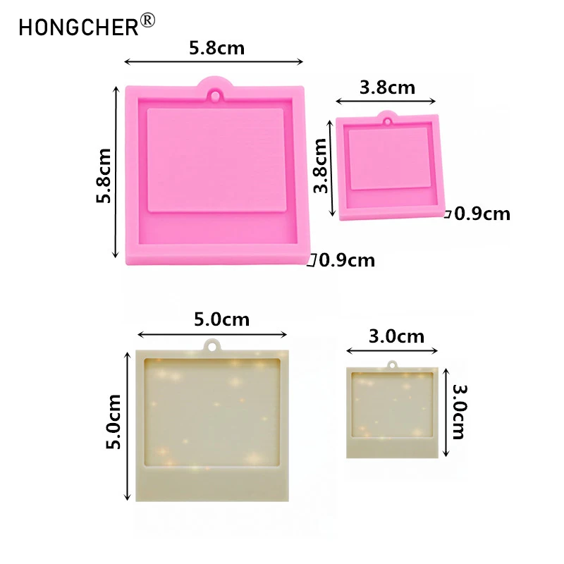 Shiny Mirror Earrings Pendant Keychain Pendant 1 Large 1 Small Silicone Mould DIY Pet Decoration Pendant Epoxy Crystal Drip Mold