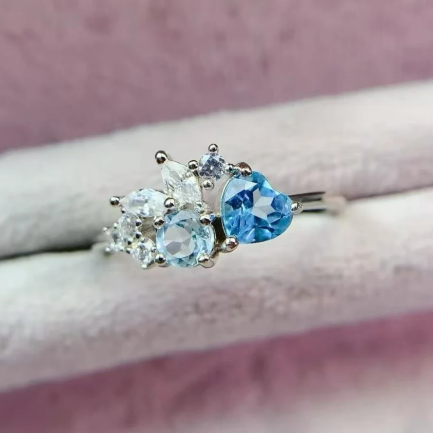 

Natural Topaz Ring with Certificate 925 Silver, Heart-Shaped Topaz Jewelry Elegant Fine Silver Jewelry for Women