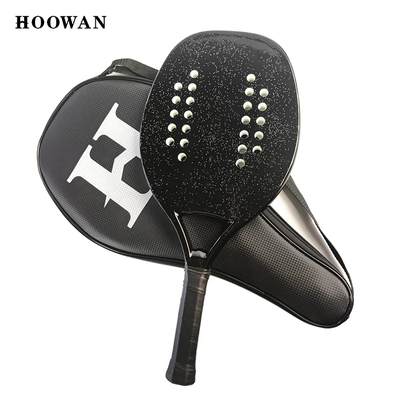 HOOWAN BLACKSHARK Beach Tennis Racket Carbon UD Graphite Rough Surface Soft White EVA Core Racket Beach Tennis 22MM