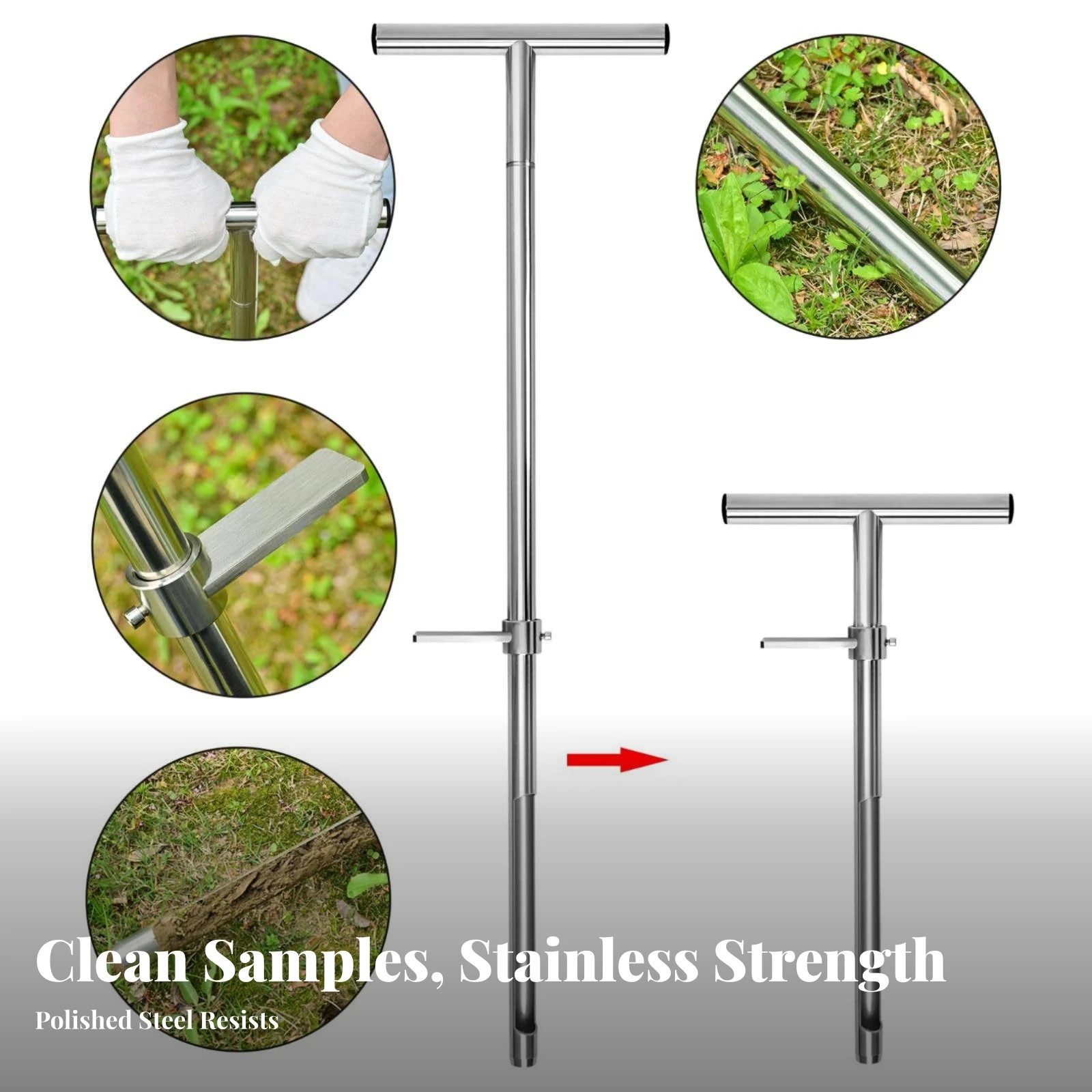 Imagen 3: Muestreador de suelo con pedal, herramienta de muestreo de suelo desmontable, resistente y portátil, ideal para agricultores, granjas y jardines.