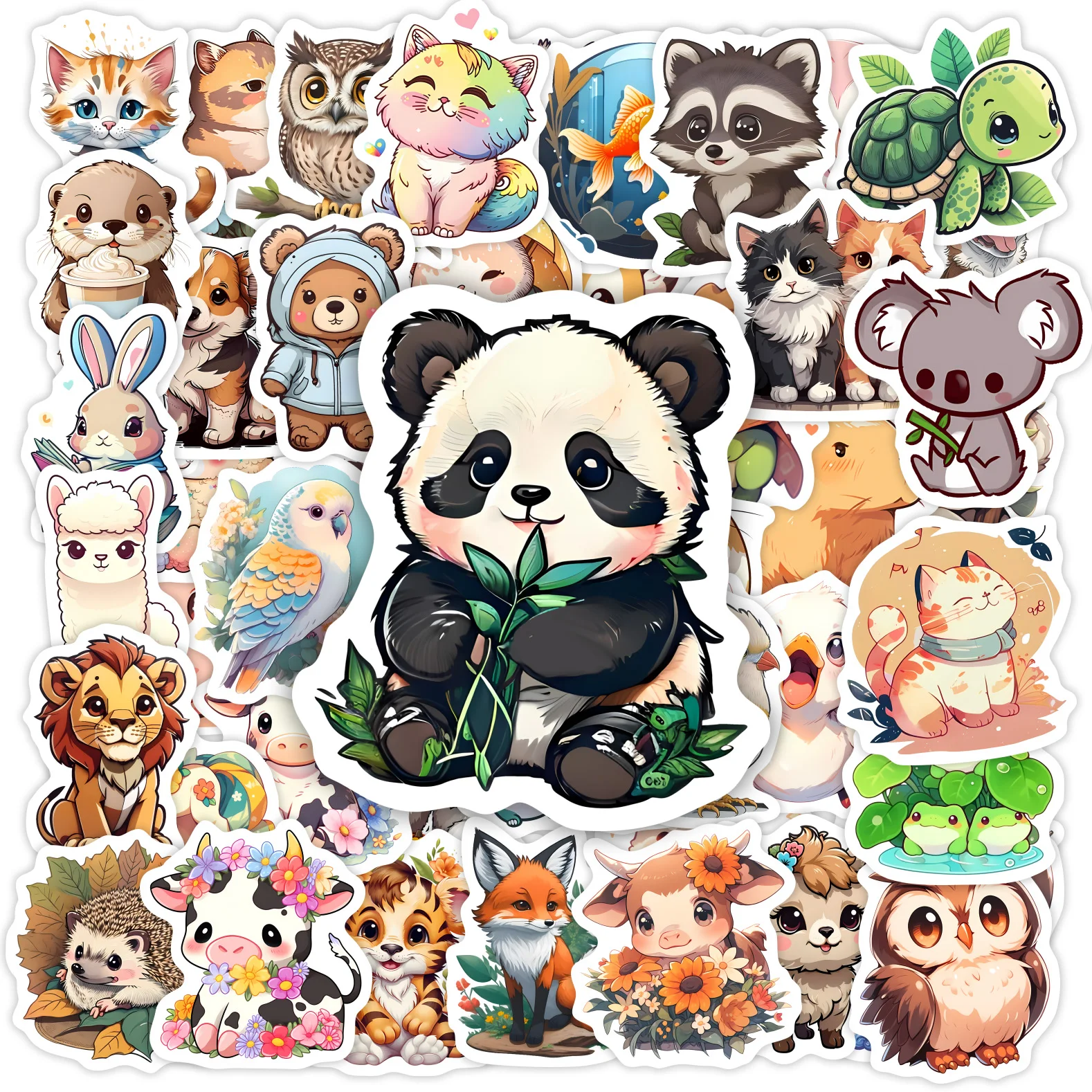 Kawaii Schattige Dieren Stickers Puppy Kitten Koe Uil Eenhoorn Egel Kinderen Cartoon Cadeau Voor Diy Laptop Telefoon Mok Waterdicht