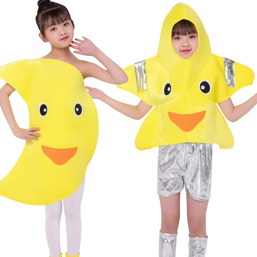 Costume da cartone animato ragazzo e ragazza sole/luna/stella/nuvola/goccia di pioggia per spettacoli teatrali e attività a tema giochi di ruolo