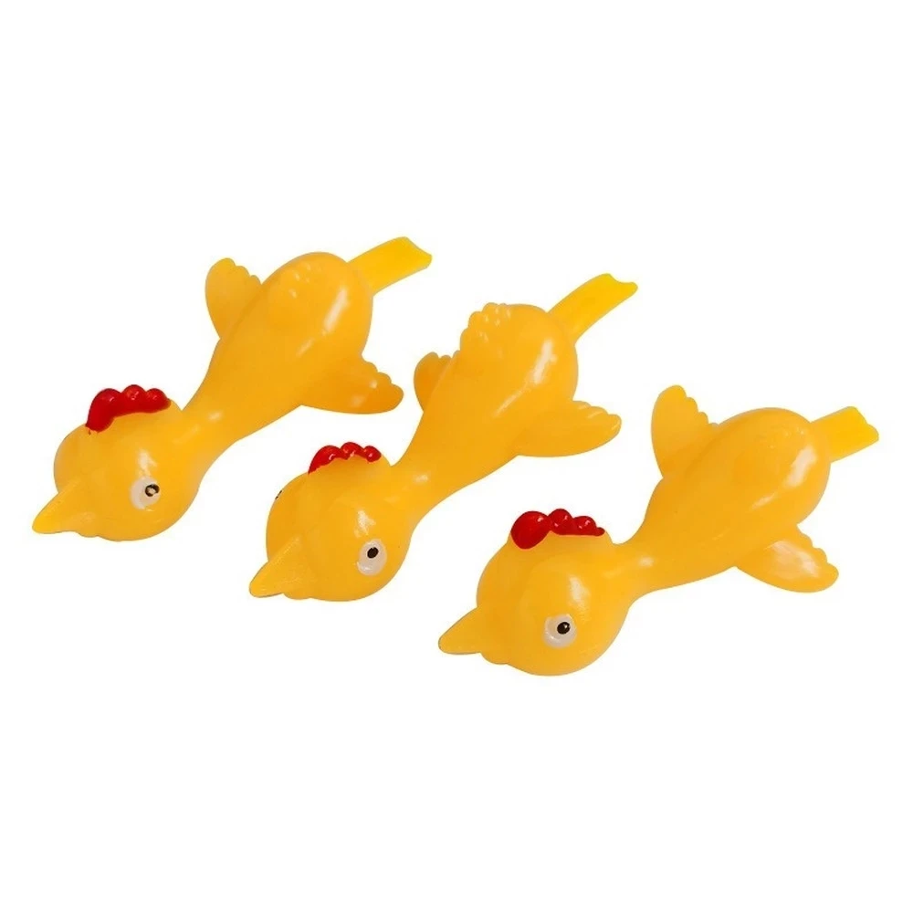 10PCS Catapult เปิดตัวตุรกีสนุกและ Tricky Slingshot Chick ฝึกไก่ยืดหยุ่น Flying Finger นก Sticky DecompressionToy