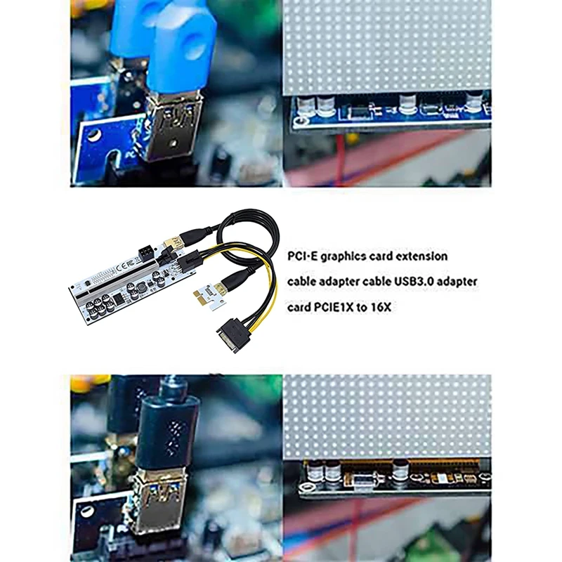 VER012 MAX PCI-E Riser Card PCI-E 1X To 16X Graphics Riser Card With 10 Solid Capacitors/LED Light For BTC Mining