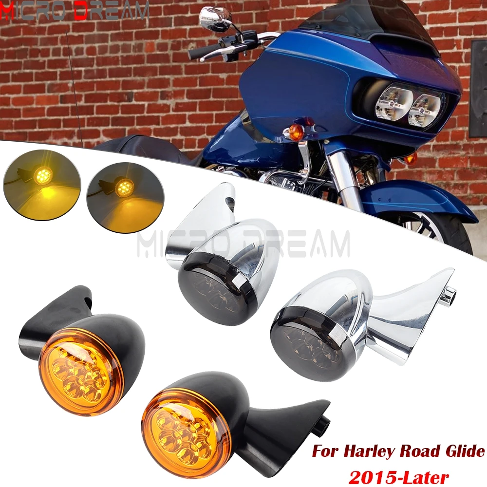 

LED Motorcycle Turn Signal Light Bullet Indicator Lamp For Harley Touring Road Glide 2015-Up Touring CVO Road Glide Turn Signals