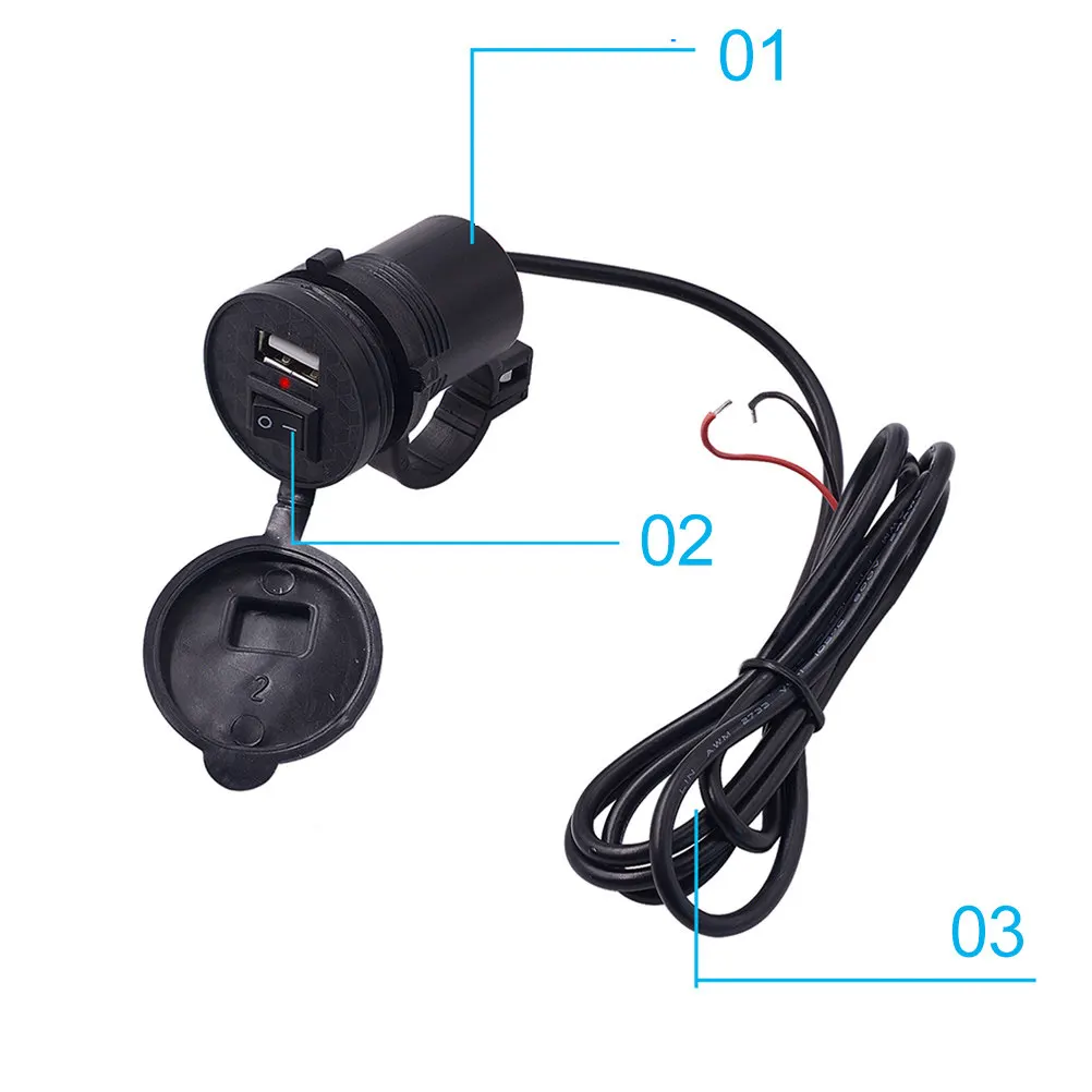 Motorcycle USB Socket Charger 12V Robust ABS Waterproof Seal-Cap Panel for Smartphone Tablet GPS Charging Universal Atv