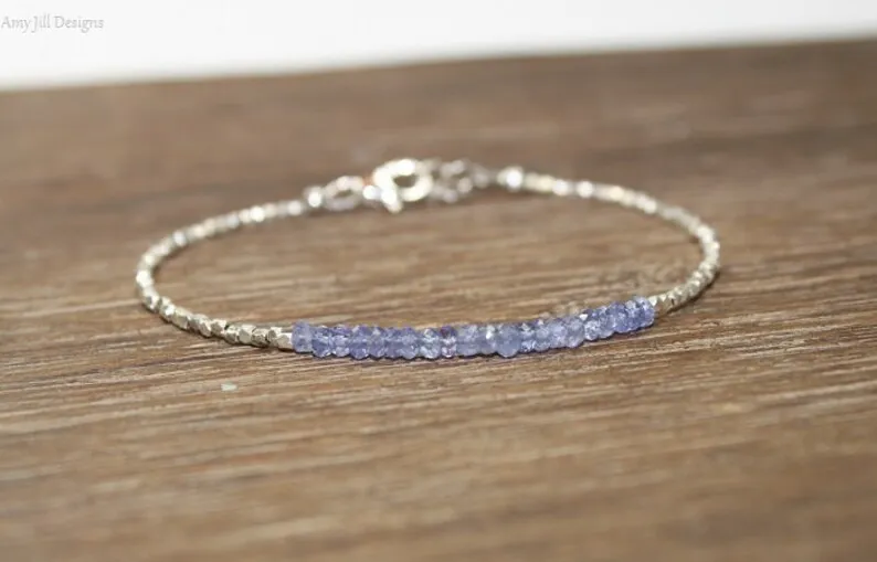 Tanzanite Bracelet, Hill Tribe Silver, Pure Silver, Tanzanite Jewelry, December Birthstone, Gifts for her