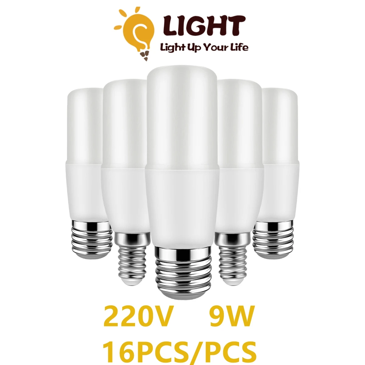 

16PCS LED column candle lamp 220V T37 C37 E27 E14 9W high brightness warm white light is suitable for kitchen study down lamp