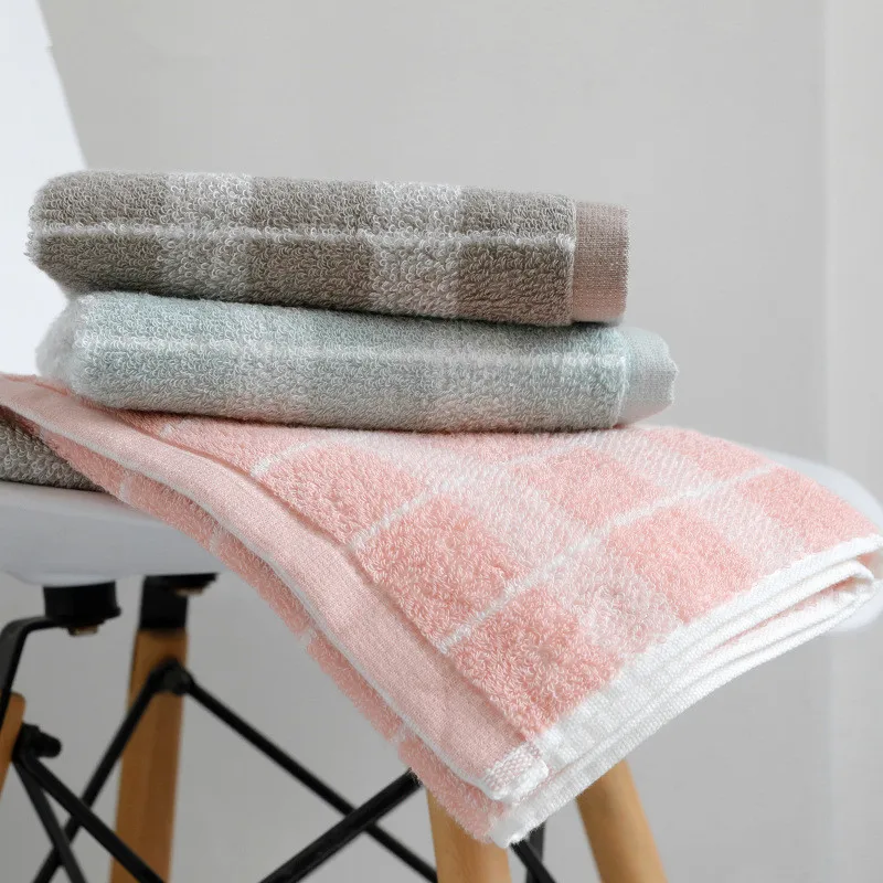 

1Pc 34x75cm 100% Cotton Classic Retro Plaid Household Bathroom Soft Hand Towel Adult Face Care Wash Cloth