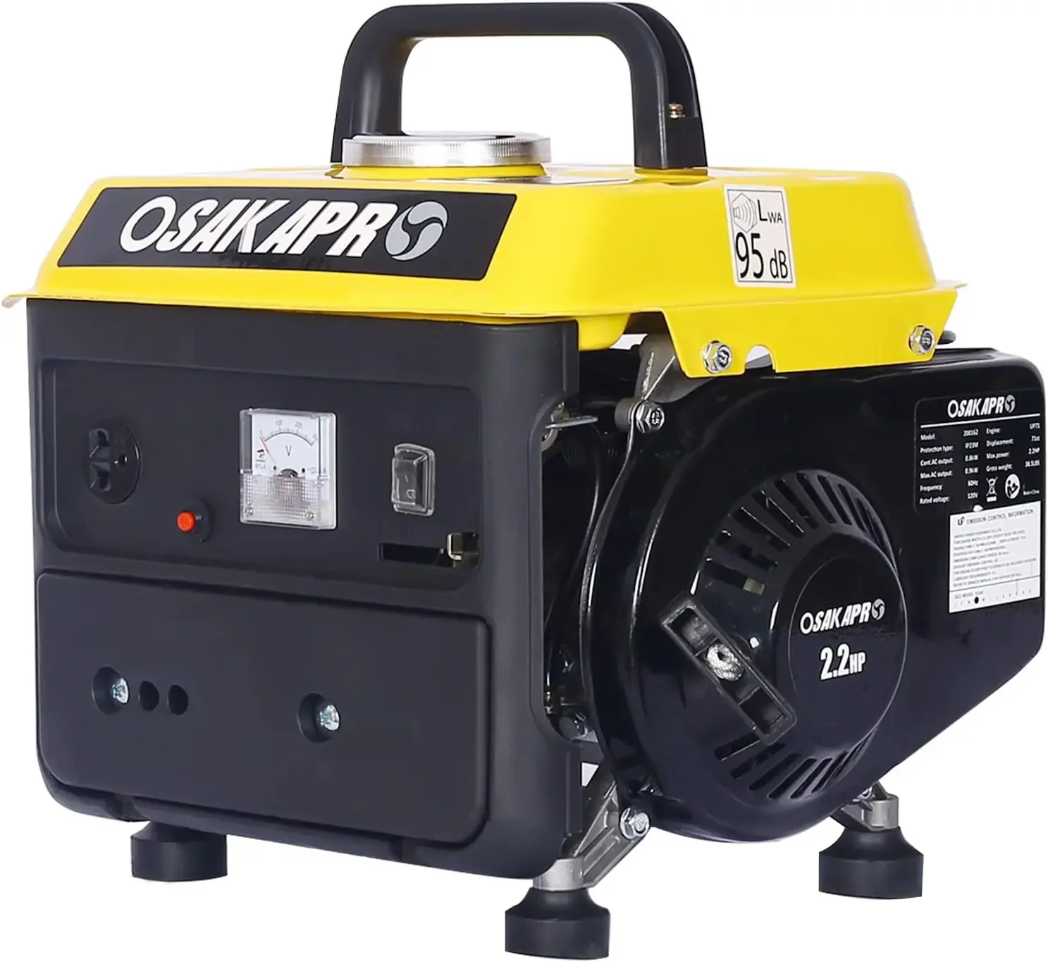 

900 Watts Gas Powered Generator for Backup Home Use & Outdoors Camping Low Noise Ultra Lightweight EPA III and CARB Compliant