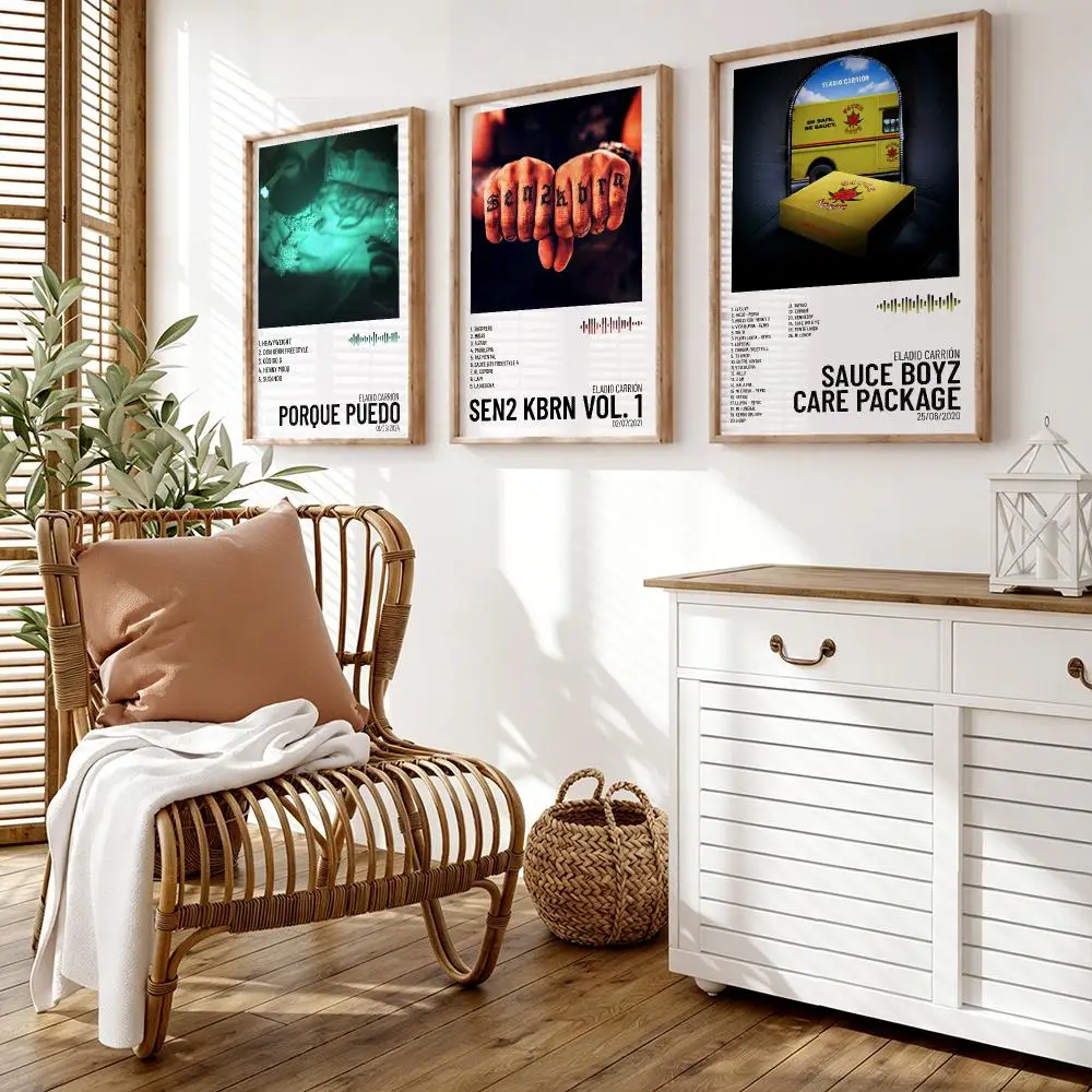 E-Eladio Carrion Album Poster Wall Stickers HD Painting Self Adhesive Art Decals for Bedroom Living