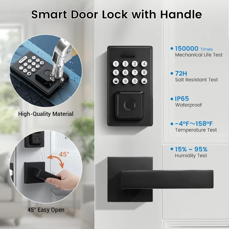 Smart Door Lock, Keyless Entry Lock,Front Lock Set,Biometric Keypad Lock
