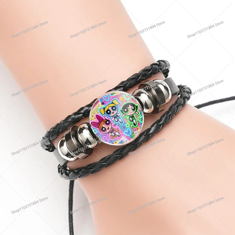 The Powerpuffs Girls Fashion Bracelet for Men Women Anime Cartoon Printed Good-looking Chain Bracelets Students Fashion Bracelet