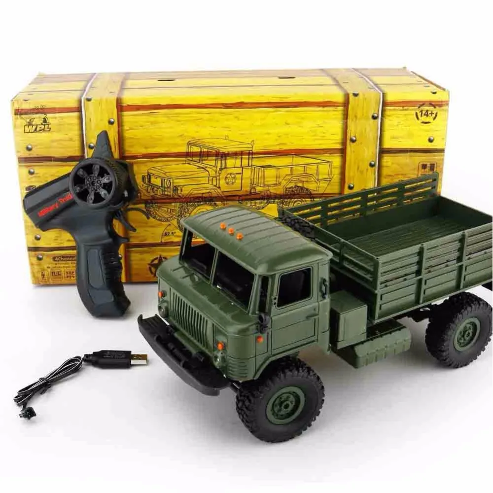 WPL B-24 Remote Control Military Truck DIY Off-Road 4WD RC Car 4 Wheel Drive Climbing GAZ-66 Vehicle for Birthday Gift Toy