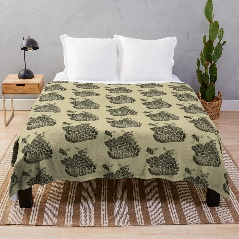 

Vintage Bee & Honeycomb Throw Blanket Year Round Soft Comfortable Blanket for Home