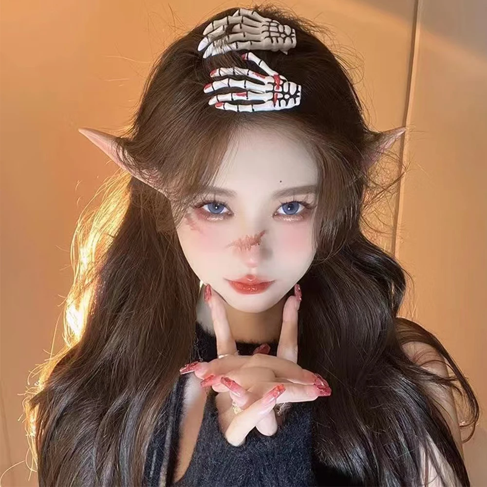 Fermaglio per capelli a mano scheletro creativo per donna ragazza stile gotico forcina colorata Halloween Makeup Party copricapo accessori per