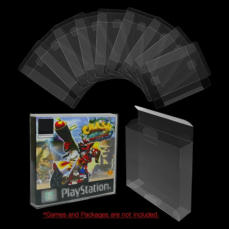 واقيات صندوق تخزين العرض الشفاف لخرطوشة البطاقة لألعاب الفيديو PLAYSTATION 1 PS1 CD