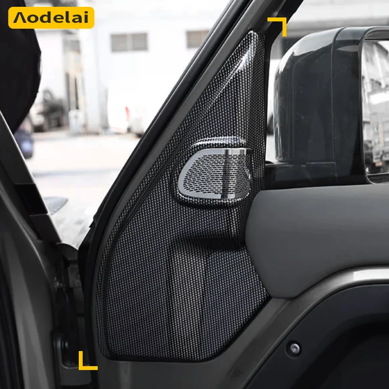 Carbon Fiber Car Front Door A-pillar Speaker Horn Cover All-inclusive Audio Protection Shell For Land Rover Defender 2020-2025