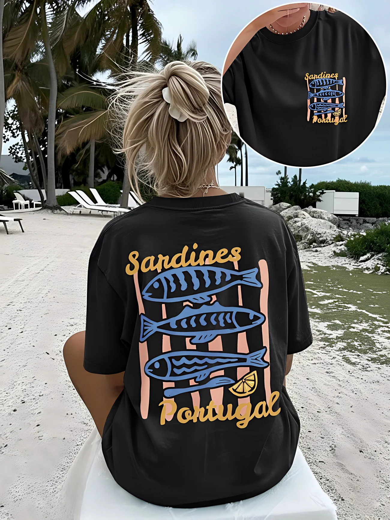 Vintage Portugal Sardines T-Shirt Women Aesthetic Sea Fish Graphic Tee Summer Fashion Casual Short Sleeve Harajuku Style Top Tee
