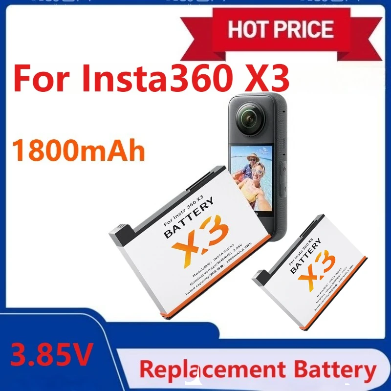 

New Premium Rechargeable Lithium Polymer Replecement Battery for Insta360 X31800mAh Long Lifespan High Quality