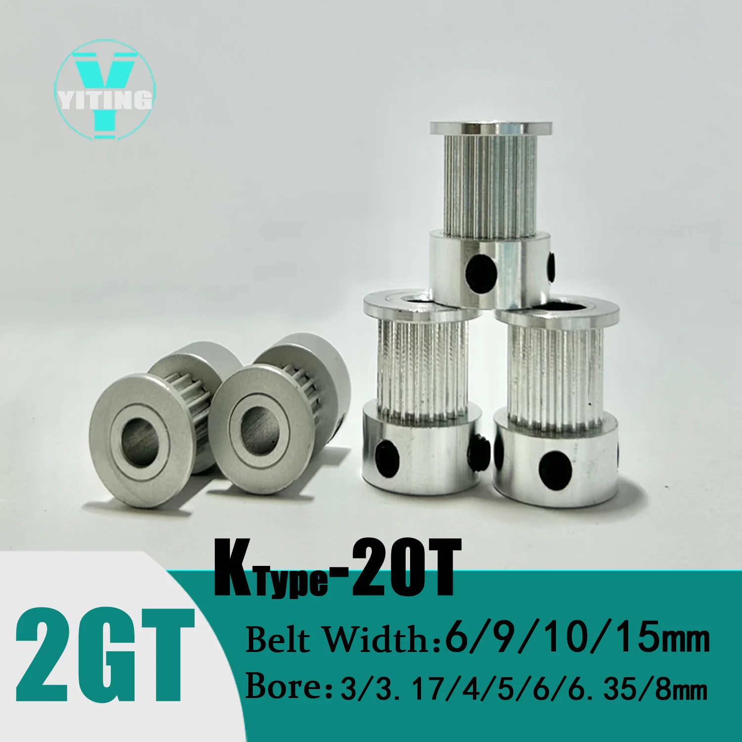 

2GT 20 Teeth 2GT Timing Belt Width 6mm 9mm 10mm 15mm 2GT Timing Pulley Bore 3/3.17/4/5/6/6.35/8mm For 3D Printer CNC Parts